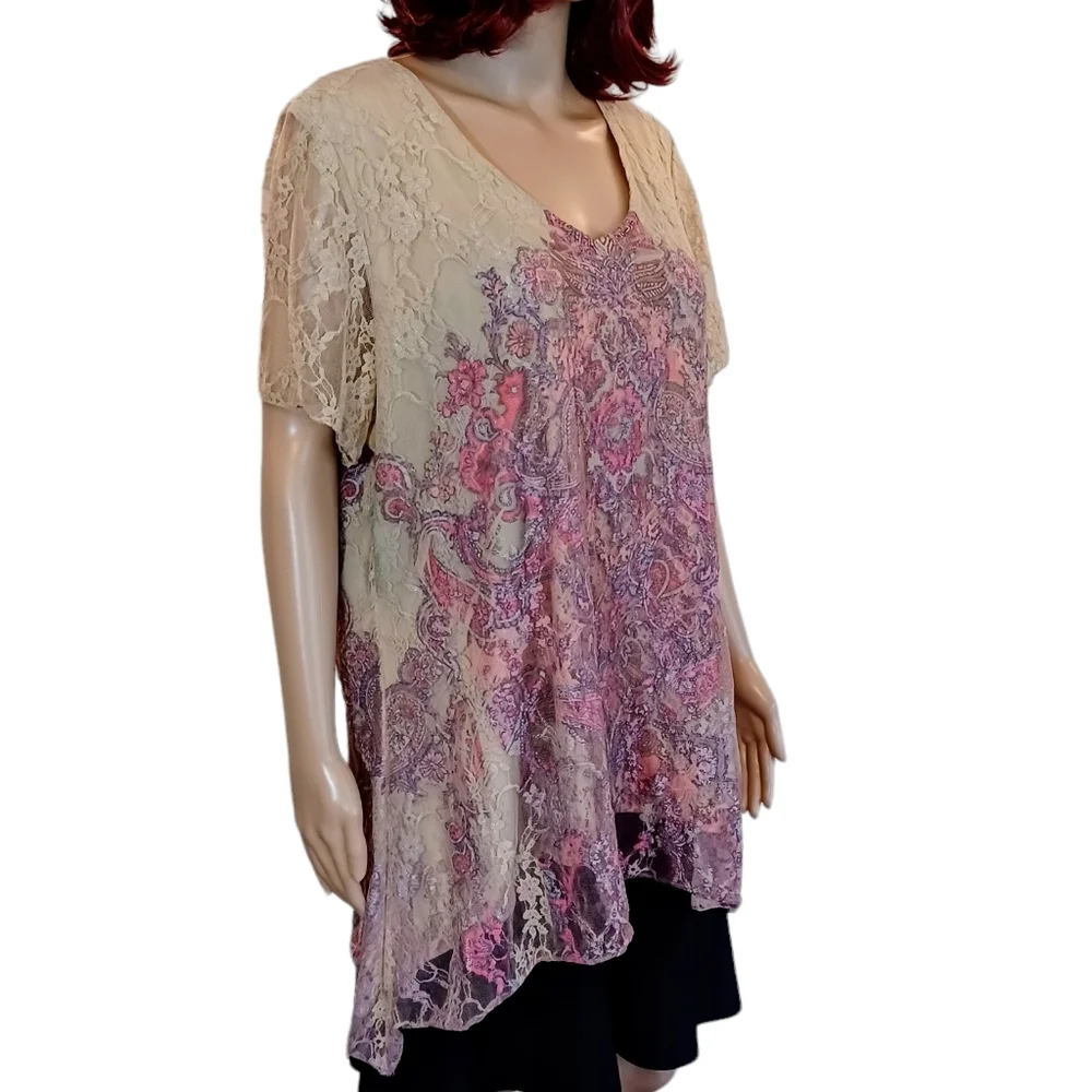 Brittany Black Boho Lace Top - Size 1X - Picture 3 of 11